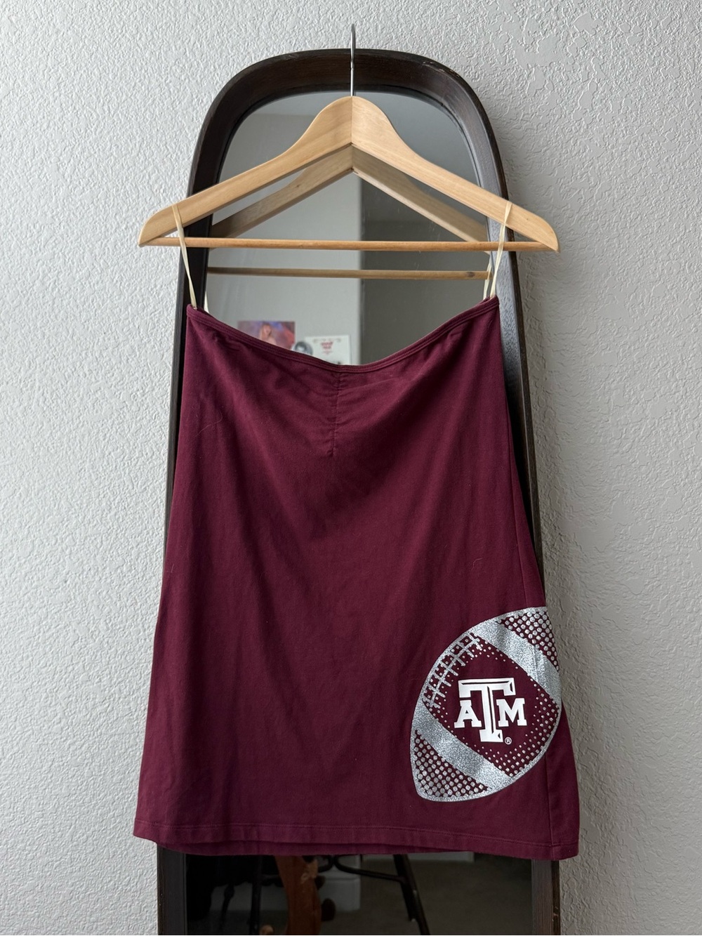 Klutch Texas A&M Aggies Maroon Strapless Tube Top Silver Football Gameday Size L